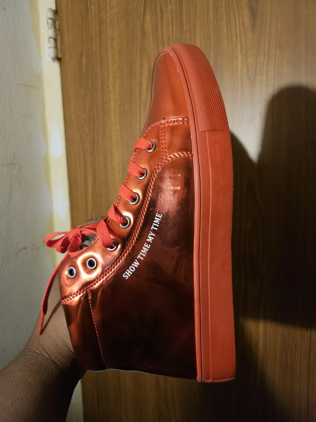 Shiny Red High-Top Sneakers - photo 2