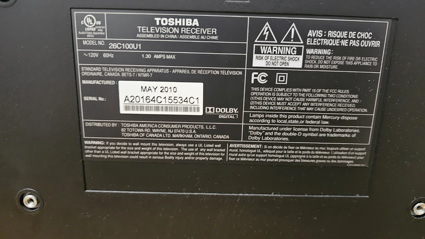 Toshiba 26-inch Television - photo 3