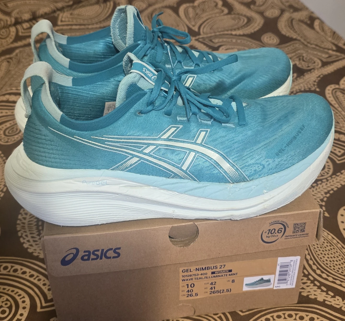 Asics Gel-Nimbus 27 Women's Running Shoes Wave Teal Size 10 - photo 2