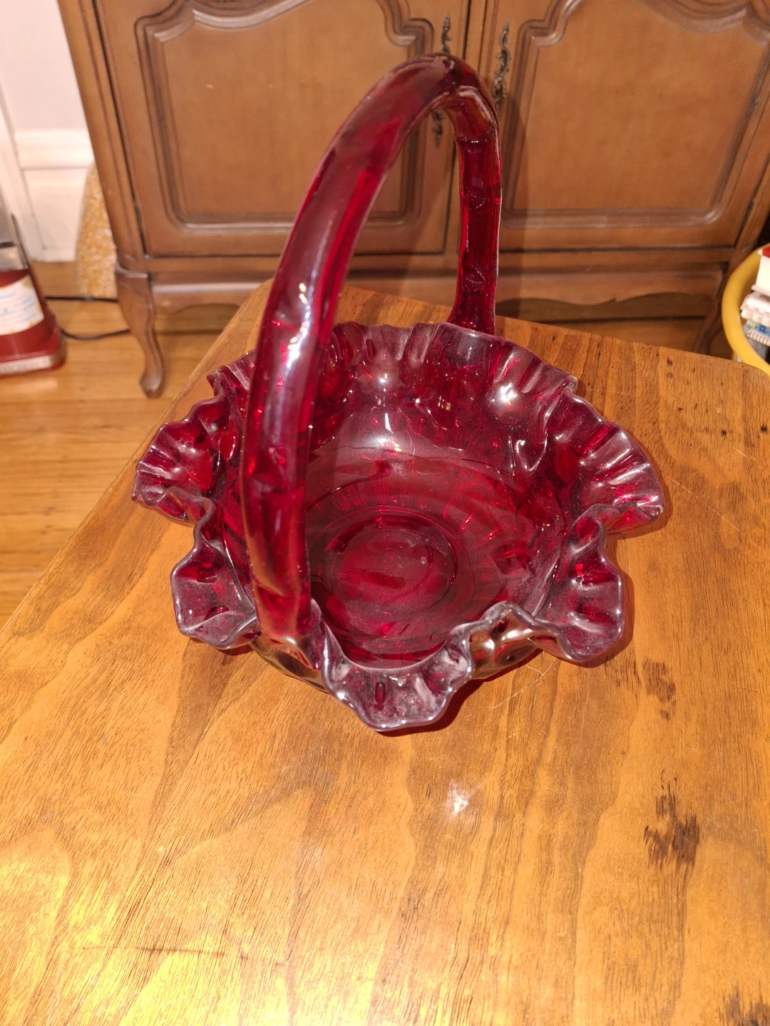 Vintage Fenton Ruby Red Glass Basket - photo 3