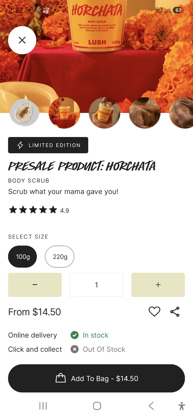 Lush Horchata Body Scrub 100g