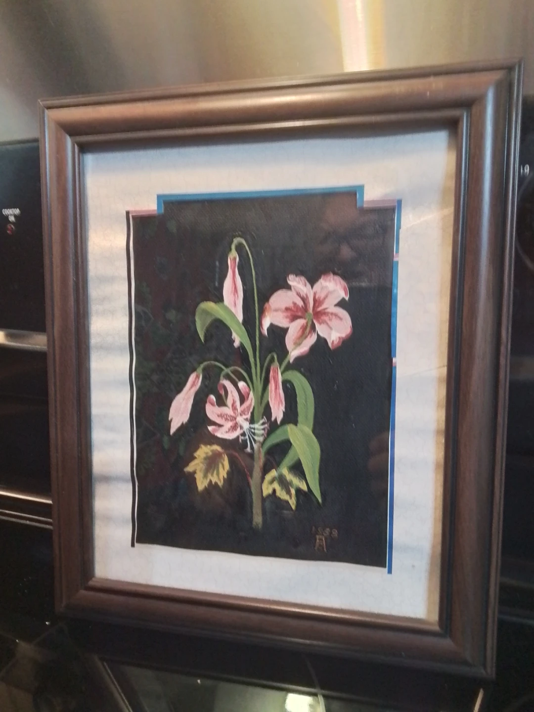 MCM Botanical Lily Oil Painting by A. Bartz