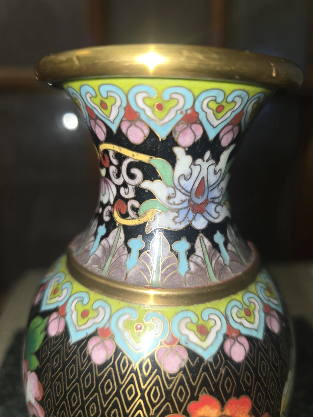 Cloisonné Enamel Floral Vase 8 inches Tall - photo 4