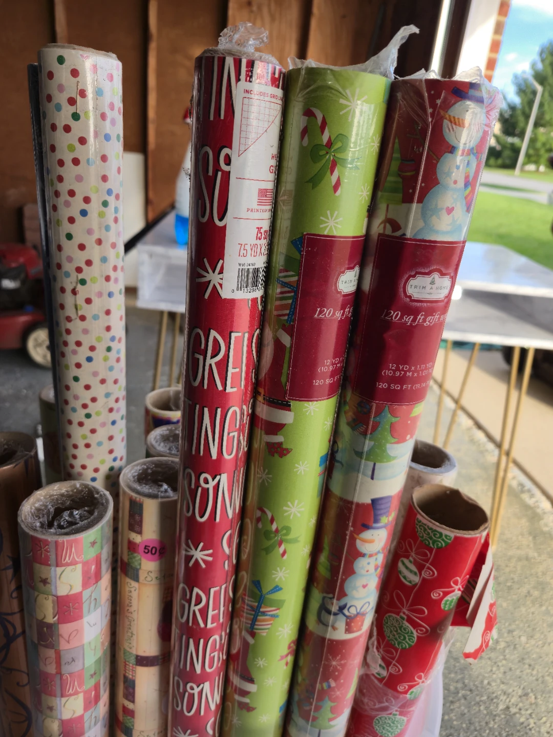 Lot of Christmas & Assorted Wrapping Paper With Container - photo 5
