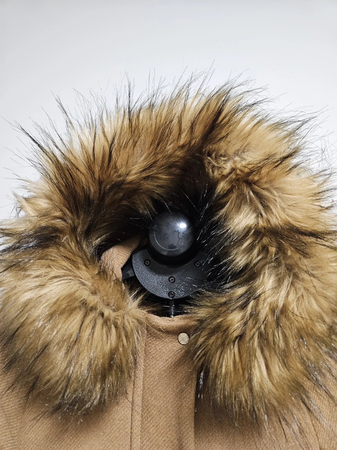 Tan Hooded Winter Coat with Faux Fur - photo 4