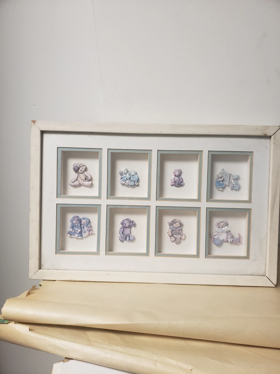 Vintage Teddy Bear Shadow Box Wall Decor