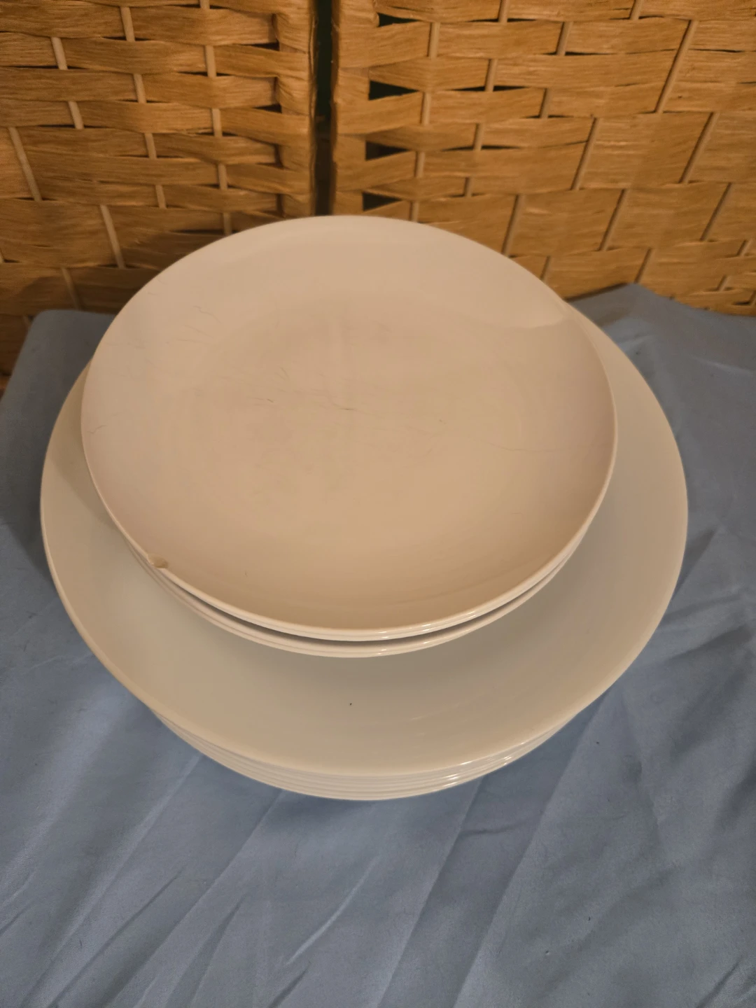 Set of White Ceramic Dinner and Salad Plates - photo 5