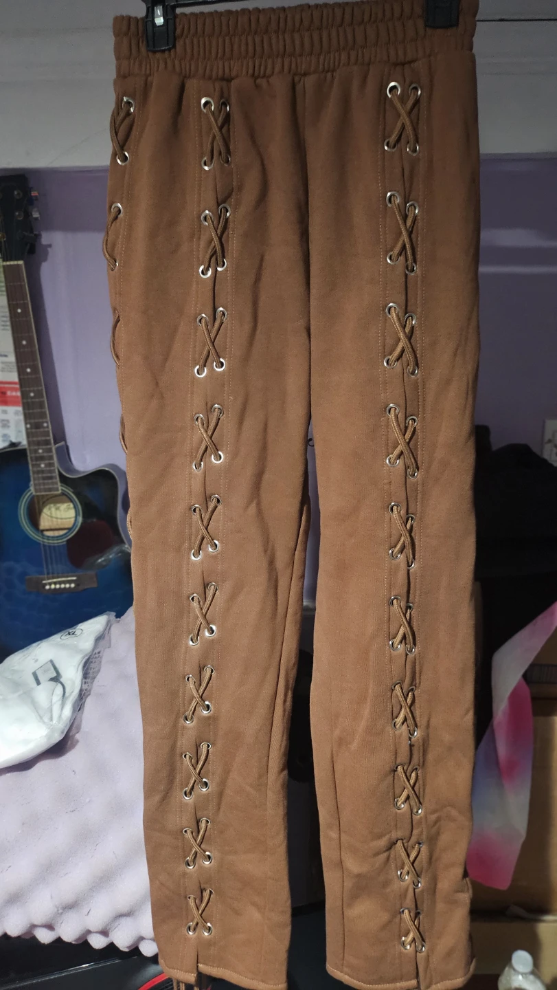 J Luxe Brown Laced Jogger Pants