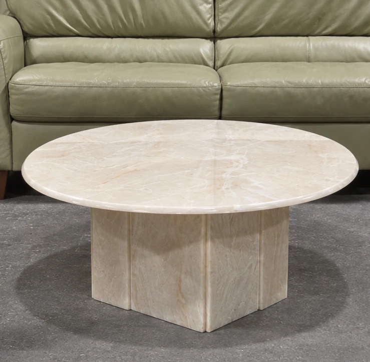 Vintage Round Cream Onyx Coffee Table - photo 3