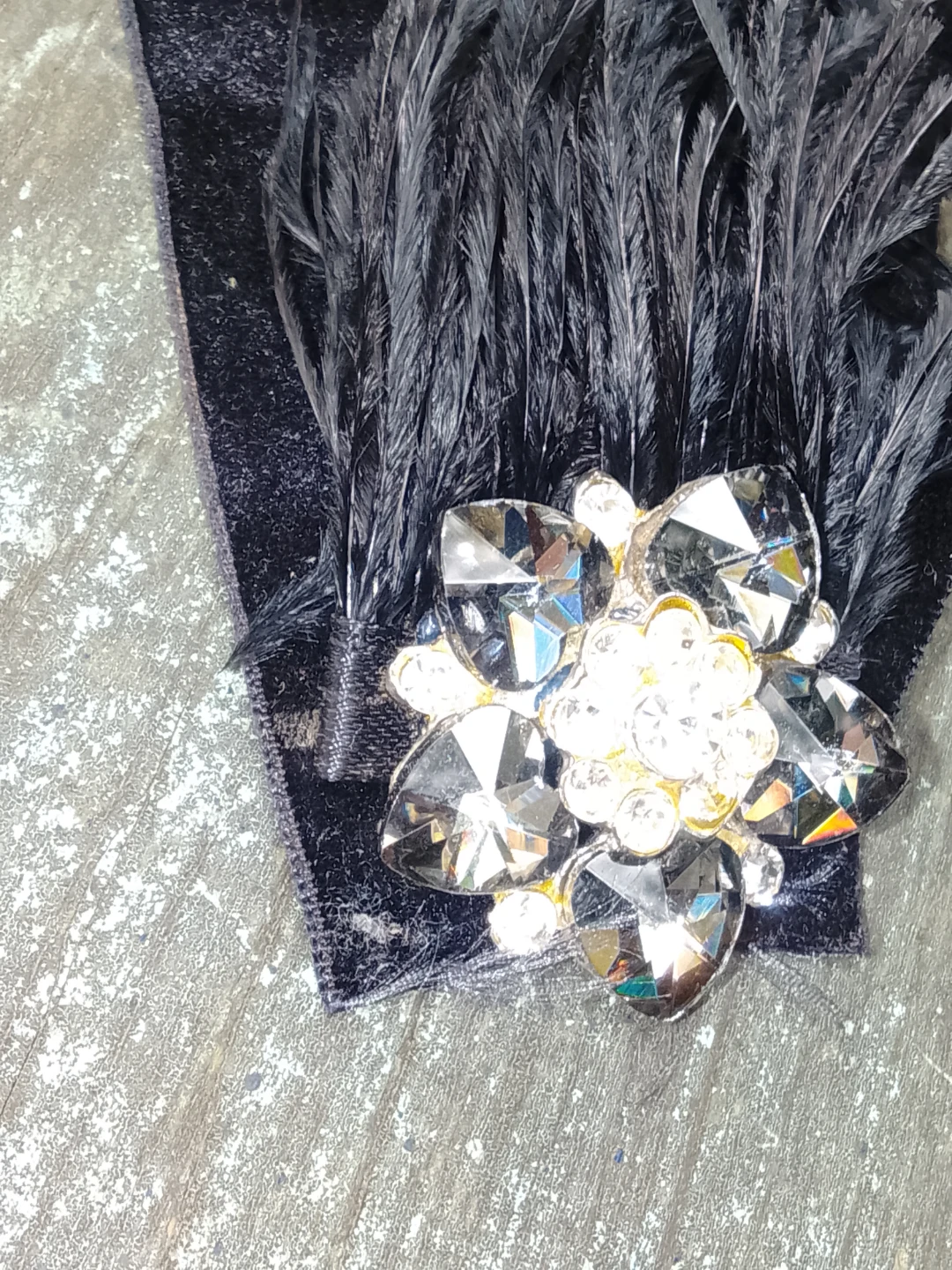 Black Feather and Rhinestone Brooch - photo 2