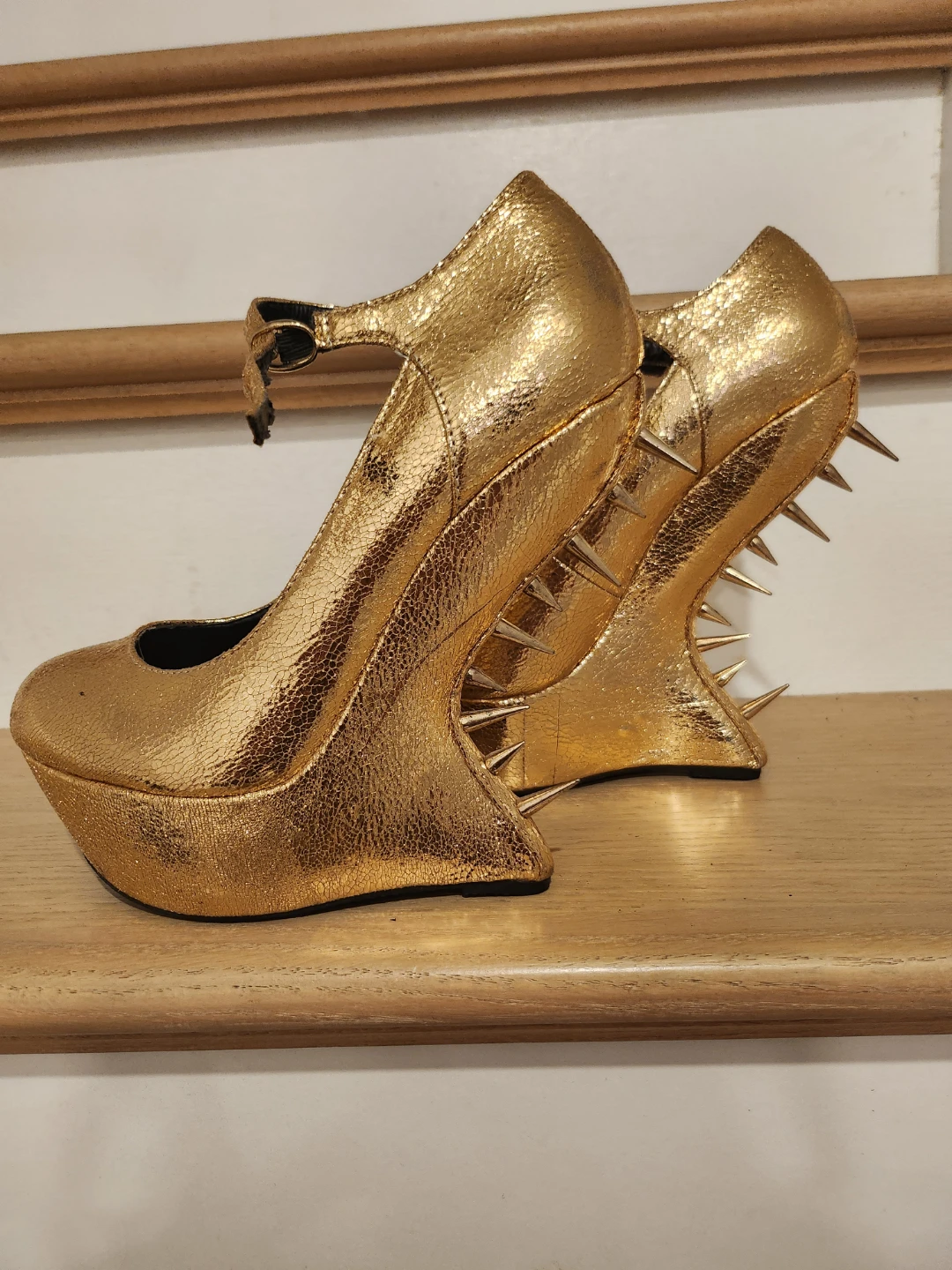 Privileged Gold Spiked Heels, Size 8.5