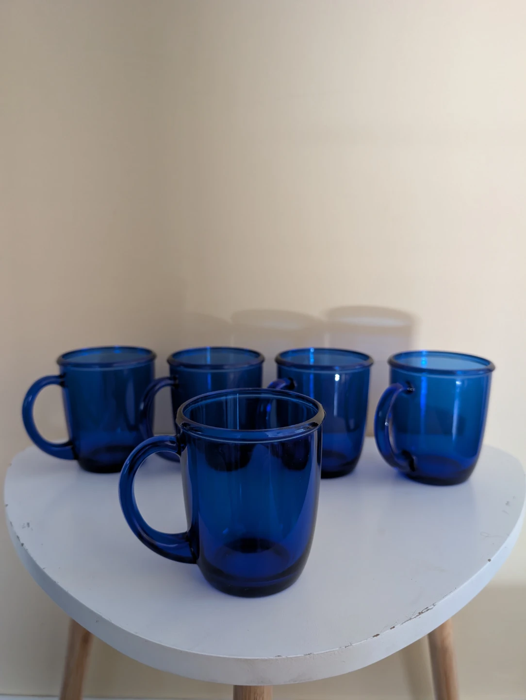 ARC FRANCE VINTAGE COBALT BLUE GLASS MUGS