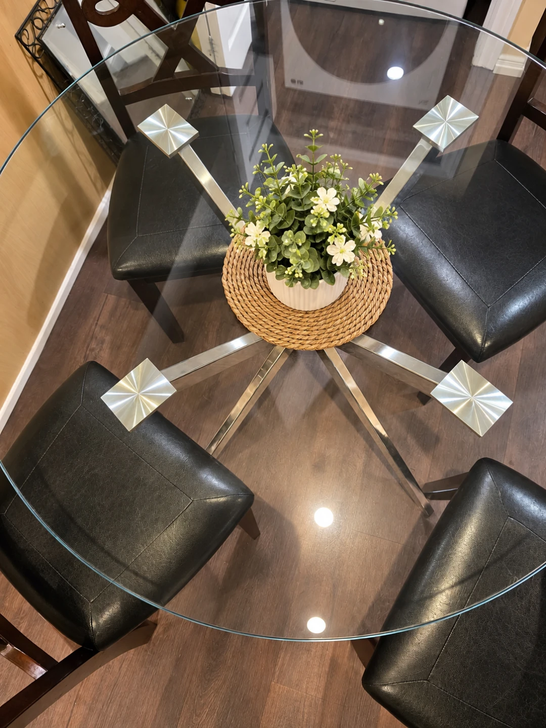 Glass Top Round Dining Table with 4 Chairs - photo 3