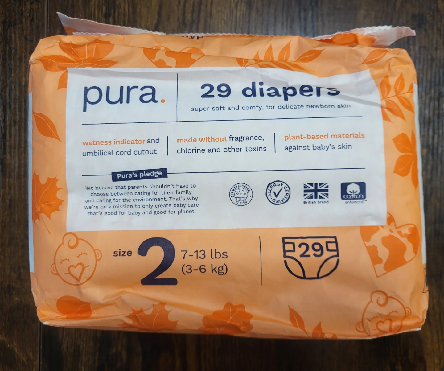 Pura Plant-Based Eco Baby Diapers - Size 2 (29 Ct)