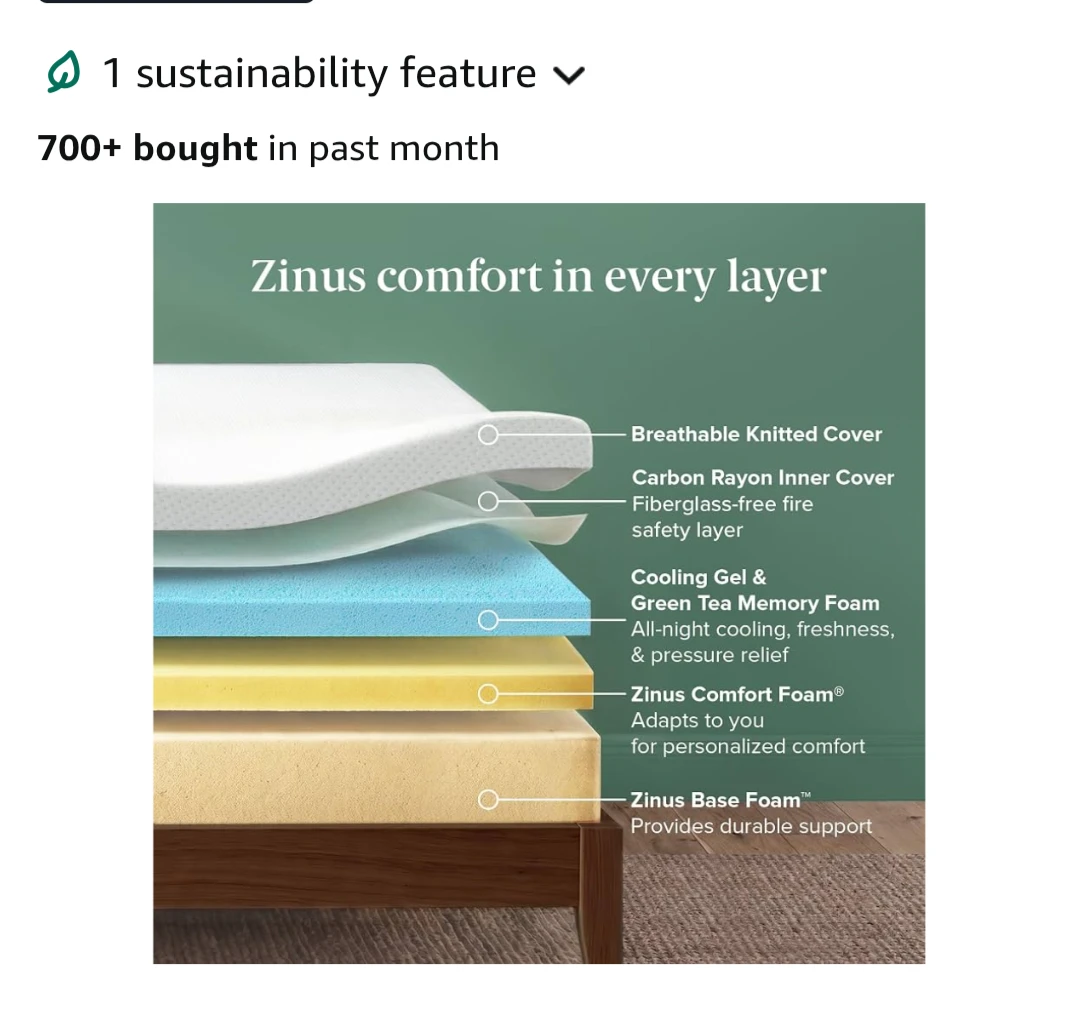 8 Inch memory foam - Zinus Twin Mattress - photo 5