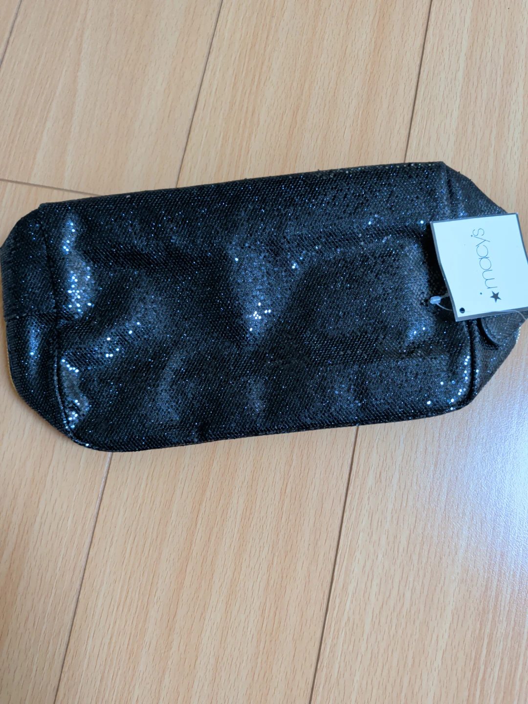 Macy's Black Glitter Cosmetic Pouch