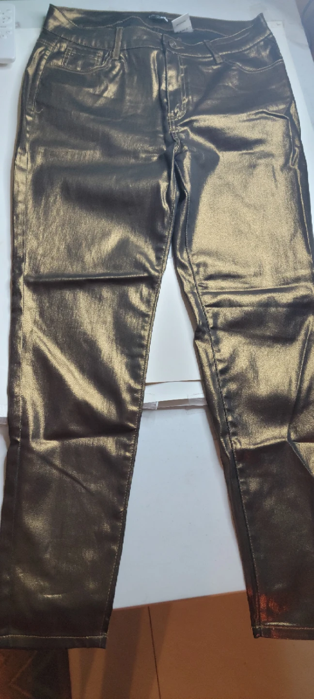 Fashion Nova Metallic Gold Jeans XL