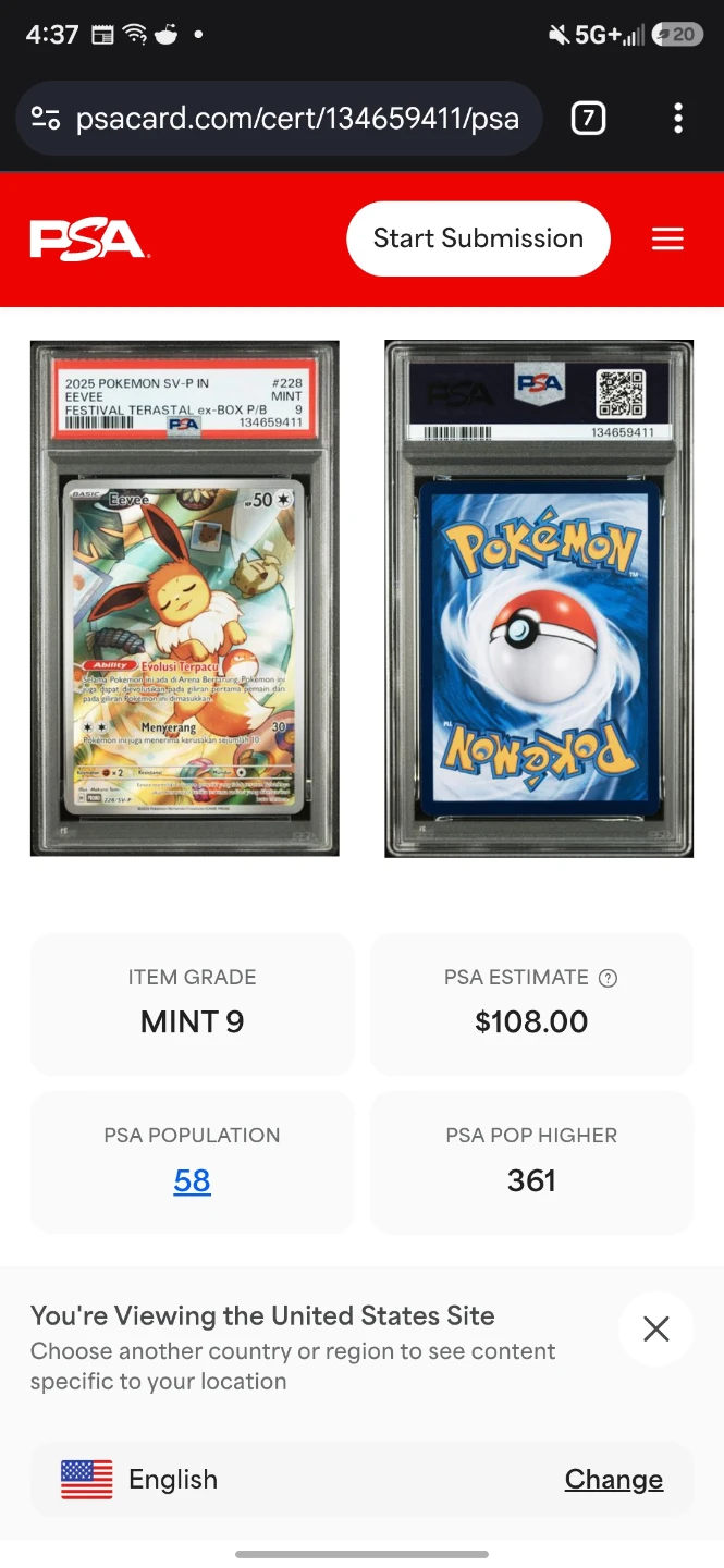 PSA 9 EEVEE Promo - photo 3