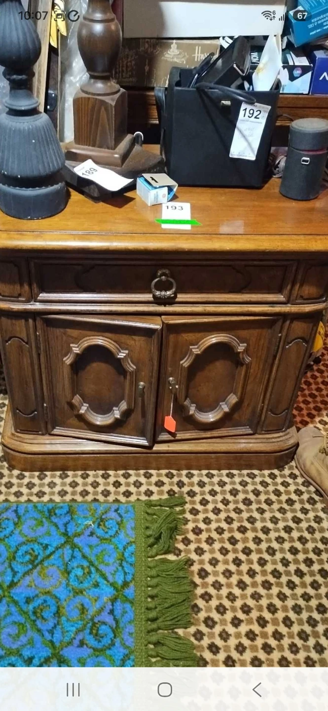 Vintage style wooden end table with storage