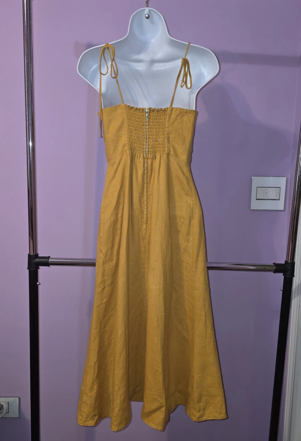 Reformation Mustard Yellow Linen Dress Size 2 - photo 2