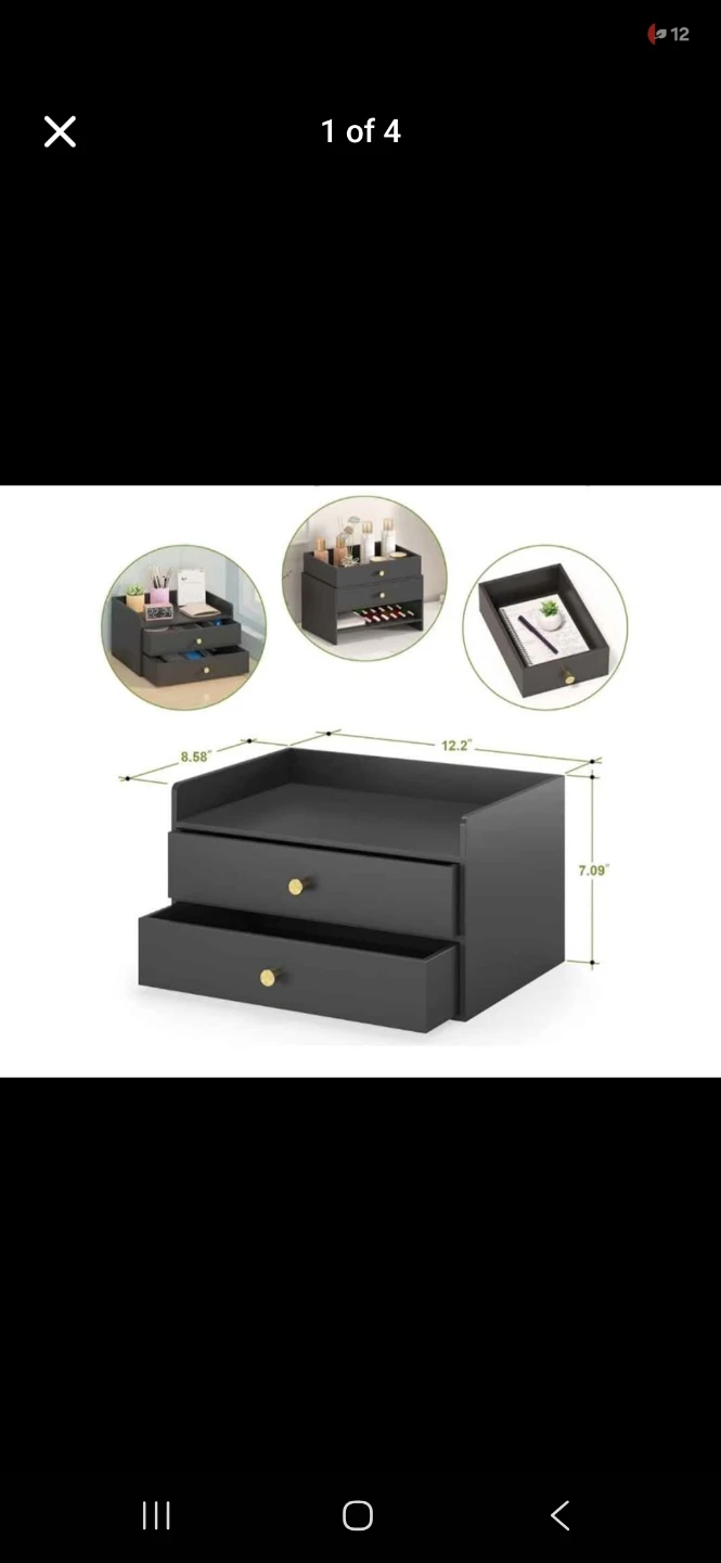 Black Desktop Organizer with Two Drawers