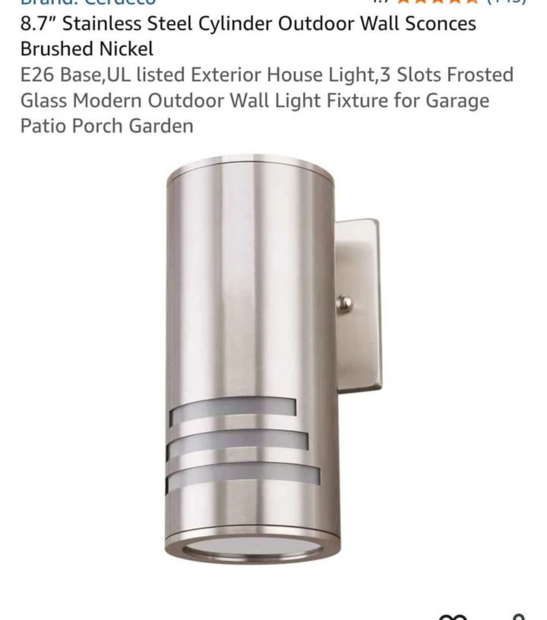 Ceruco 8.7" Stainless Steel Cylinder Outdoor Wall Sconce