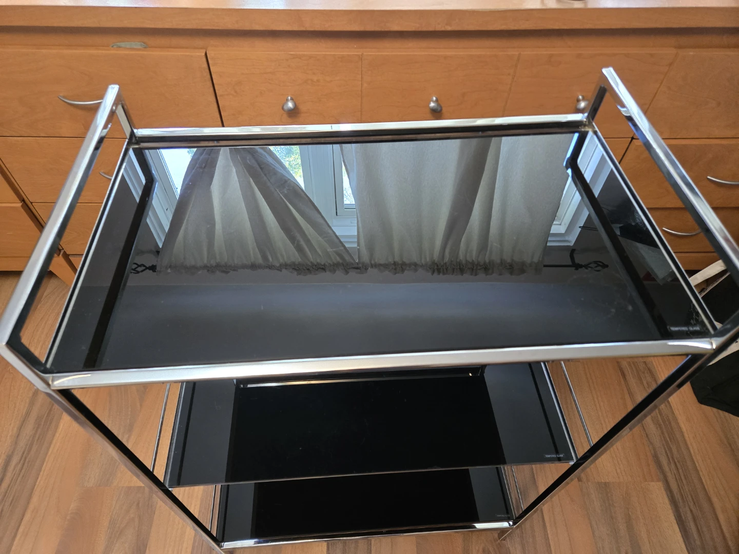 Three-Tier Chrome and Glass Serving Cart - photo 2