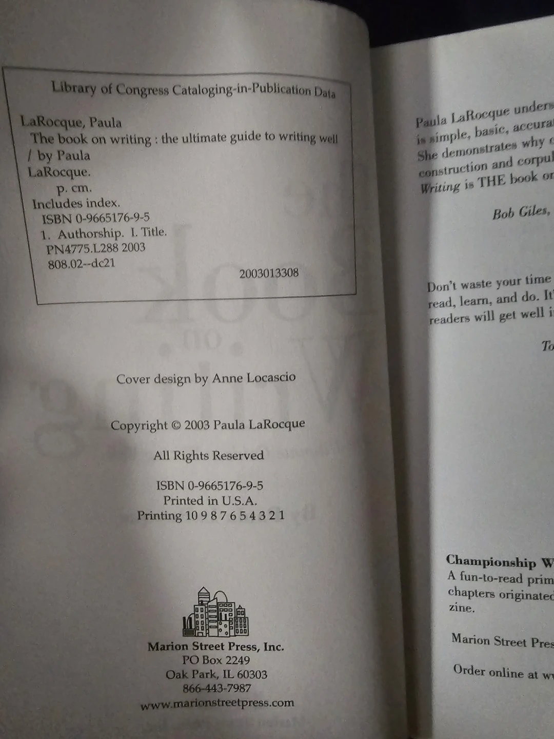 The Book on Writing by Paula LaRocque - photo 2