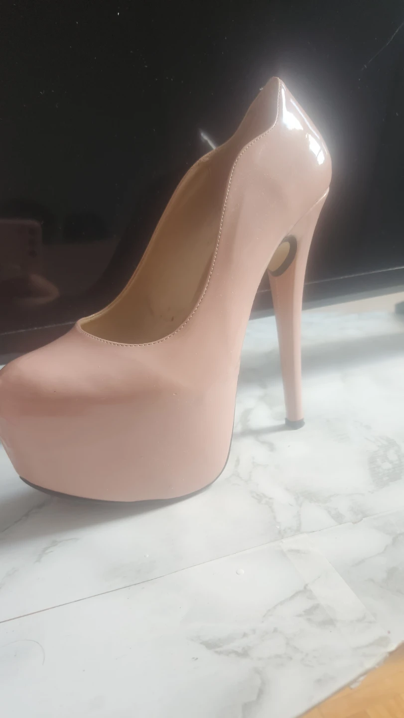 AL SHERAA Nude Patent Platform Heels - Size 39 - photo 2