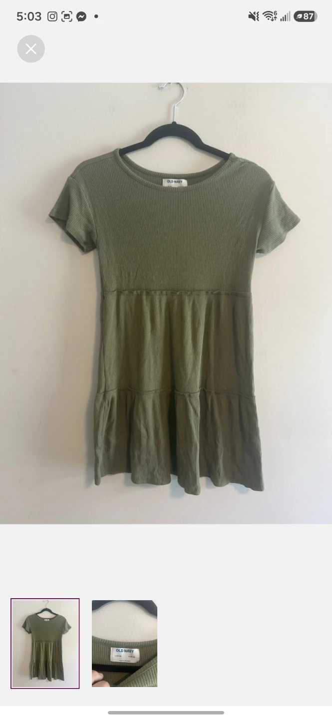 Old Navy Olive Ribbed Tiered Dress