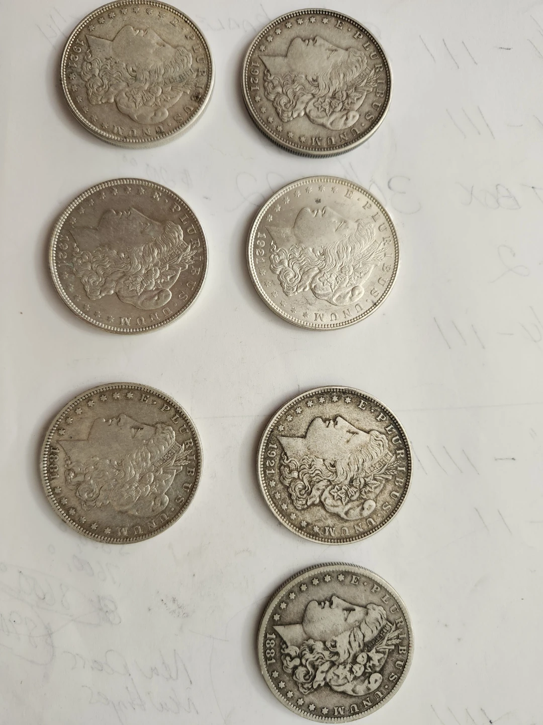 7 Morgan Silver Dollar Coins