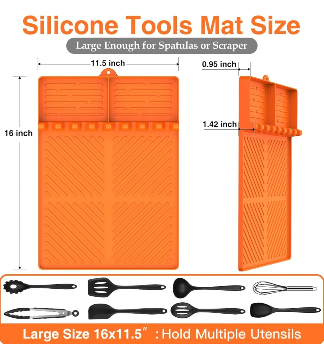 Orange Silicone Griddle Utensil Rest Mat - photo 4