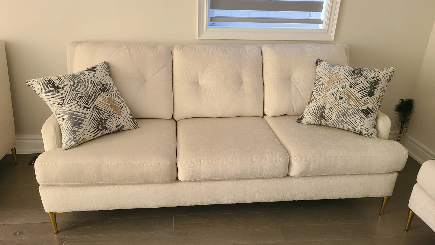Cream Three-Seater Sofa