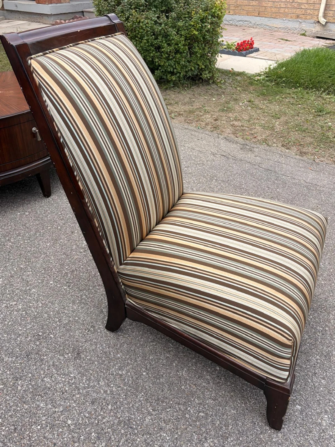 2 Striped Upholstered Accent Chair - photo 3