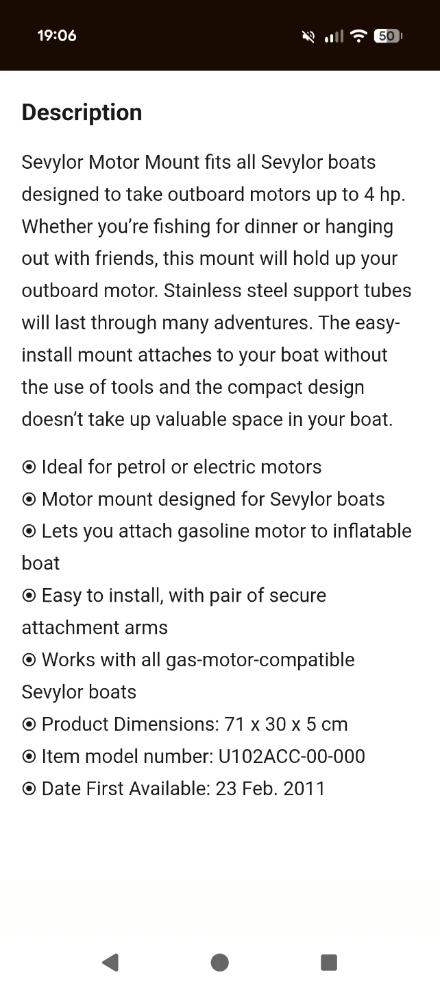Syvlor Inflatable Boat Motor Mount - photo 2