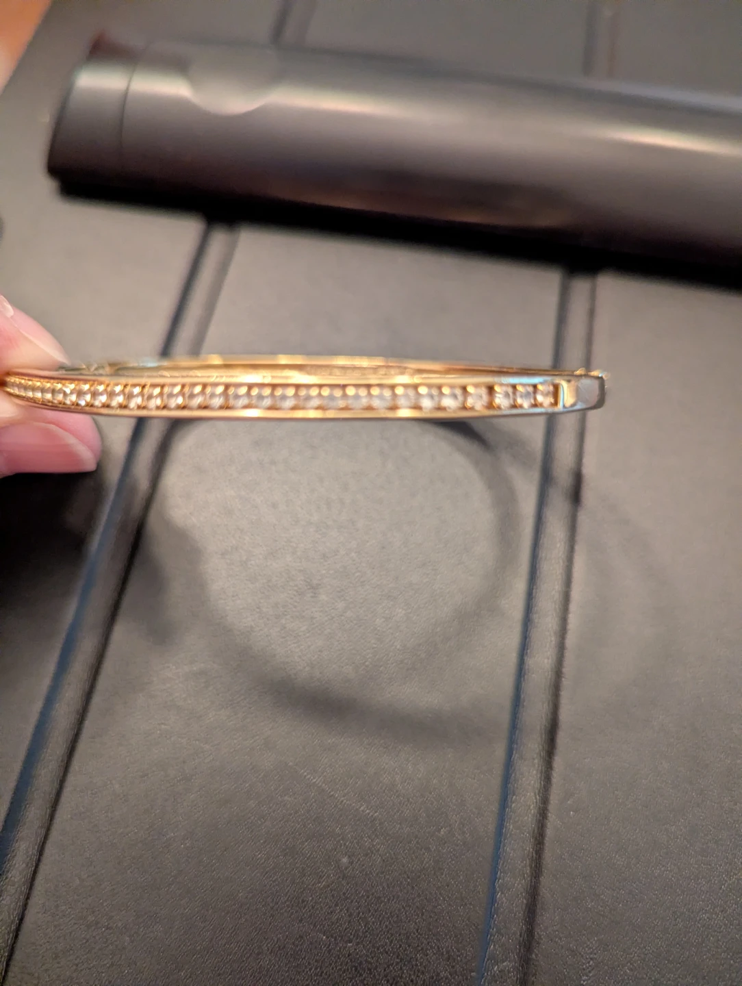 Rhinestone Bangle 18k Gold plated - photo 2