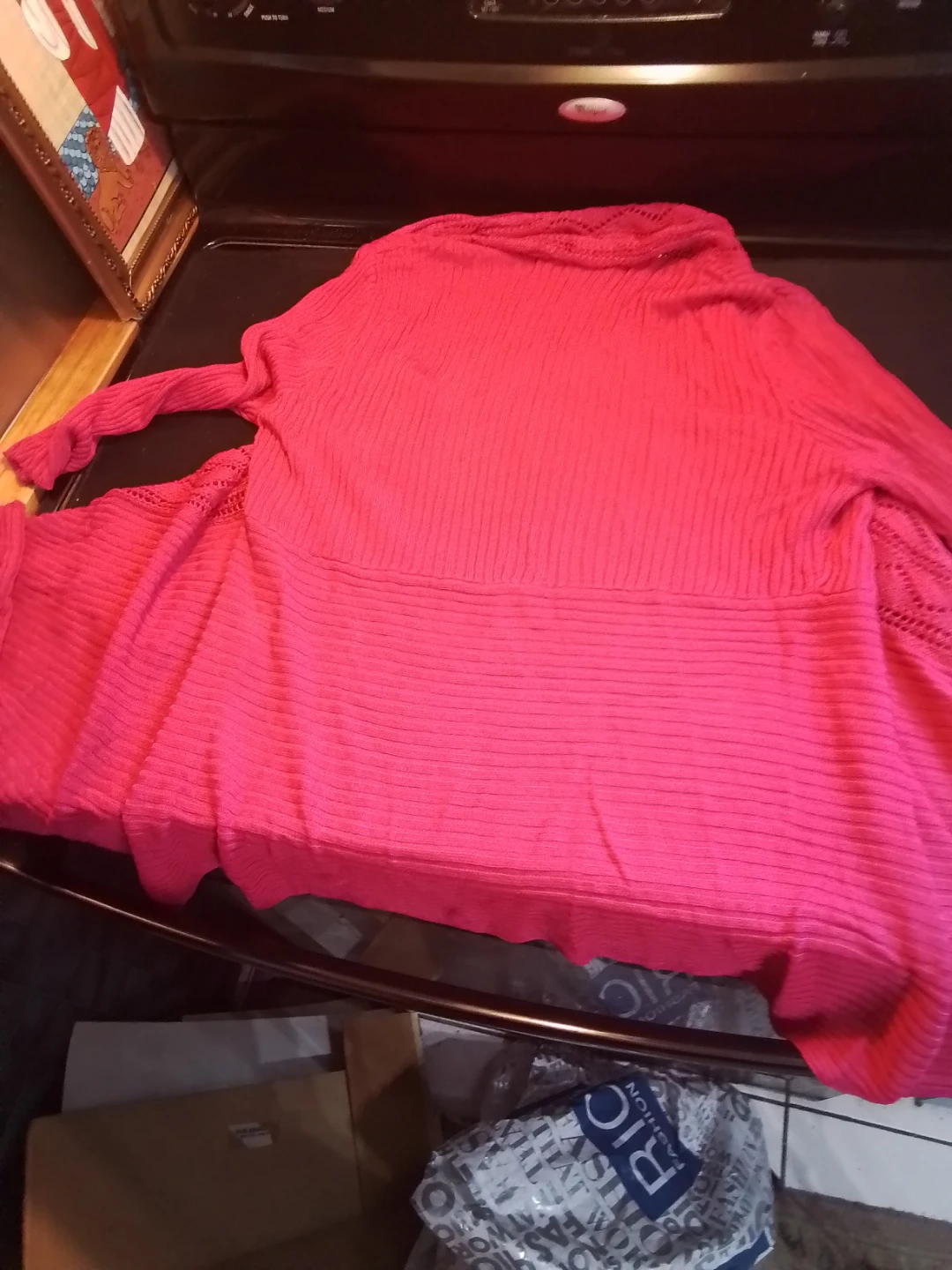LAVENA Fuchsia Rib-Knit Open Drape Draped Cardigan - photo 5