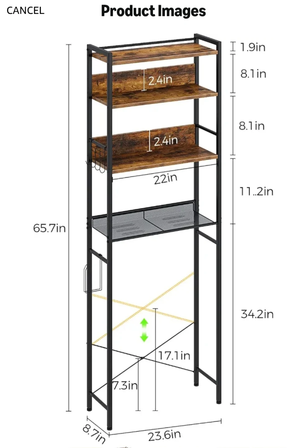 Over-the-toilet bathroom storage shelf - photo 4