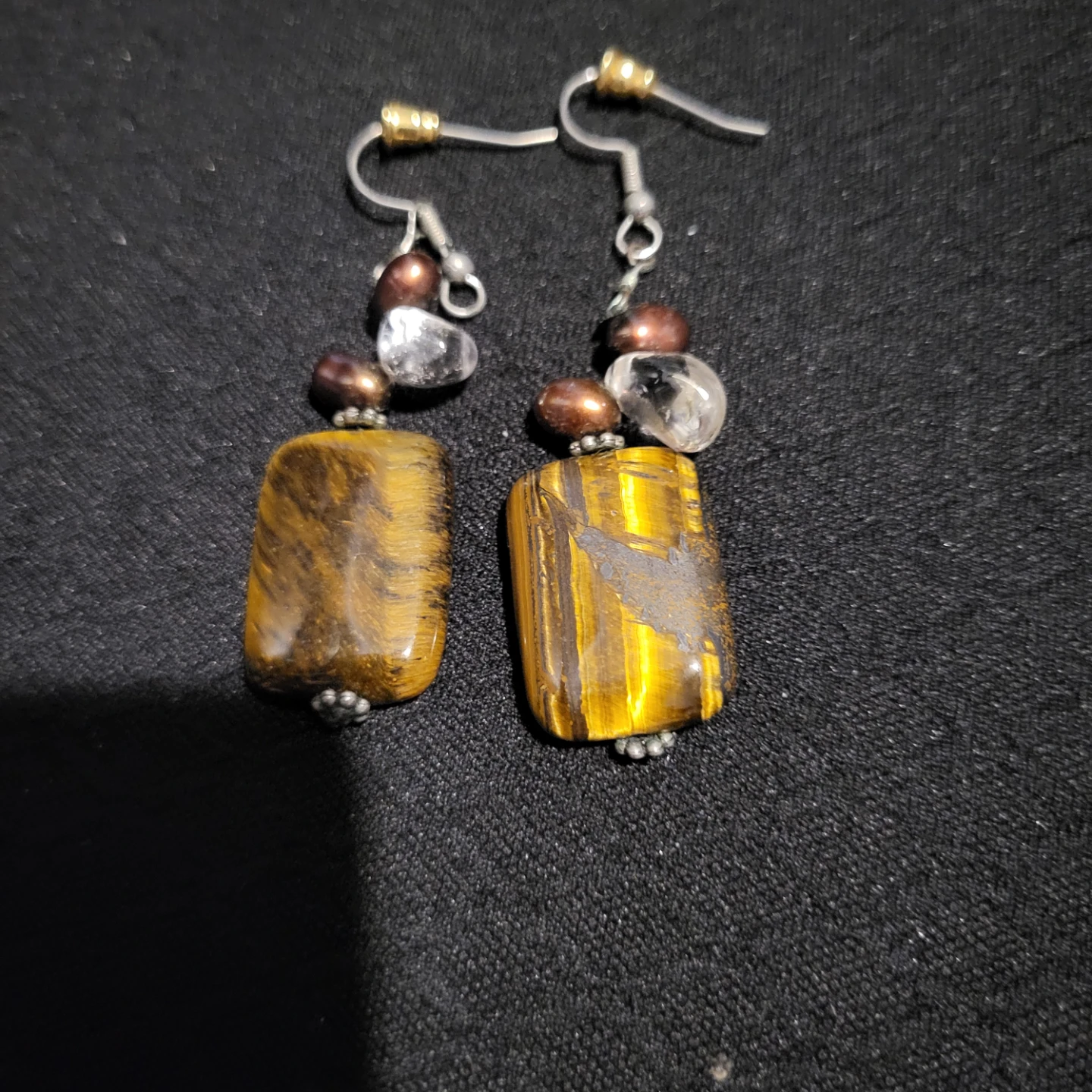 Tiger Eye Stone Drop Earrings