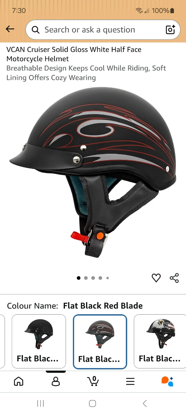 VCAN Cruiser Half Face Motorcycle Helmet - photo 2