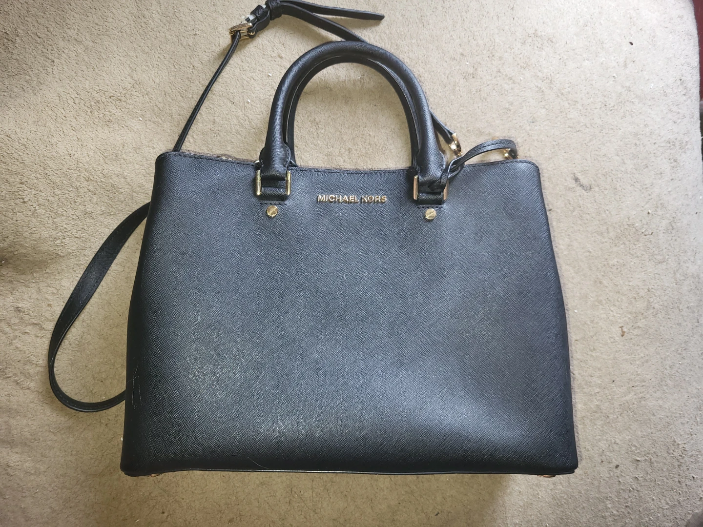 🖤Michael Kors Savannah Saffiano Leather Bag – Black
