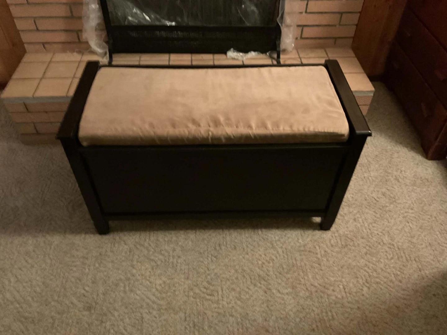 Dark Brown Storage Bench with Cushion - photo 2