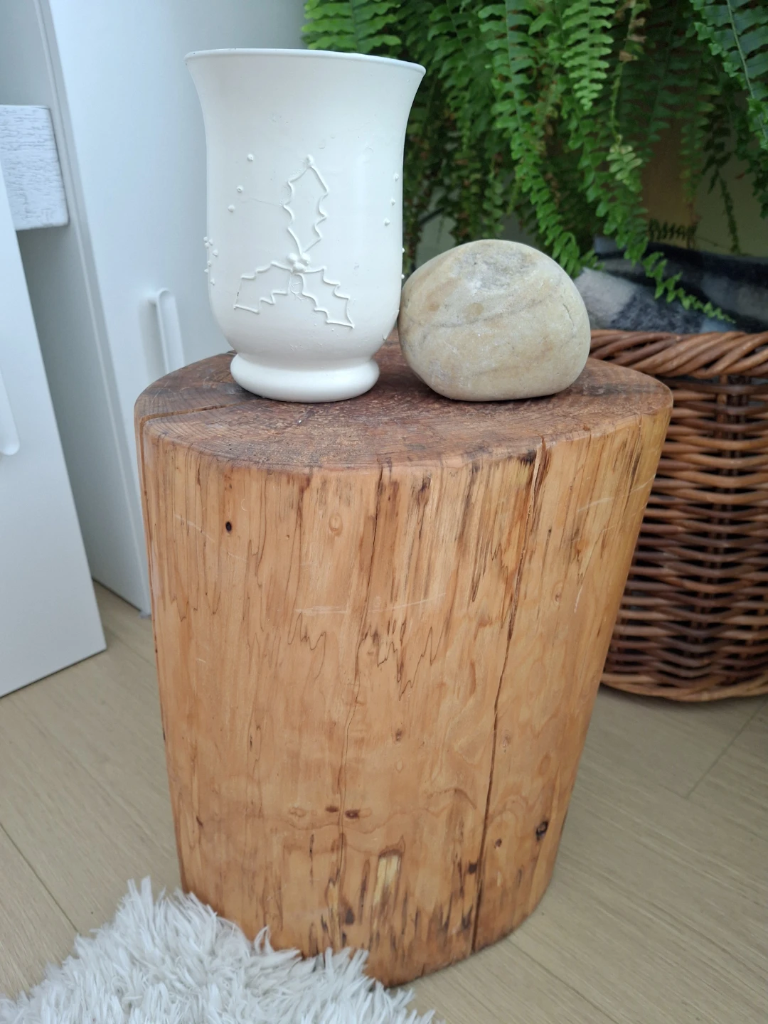 Natural Wood Log Side Table