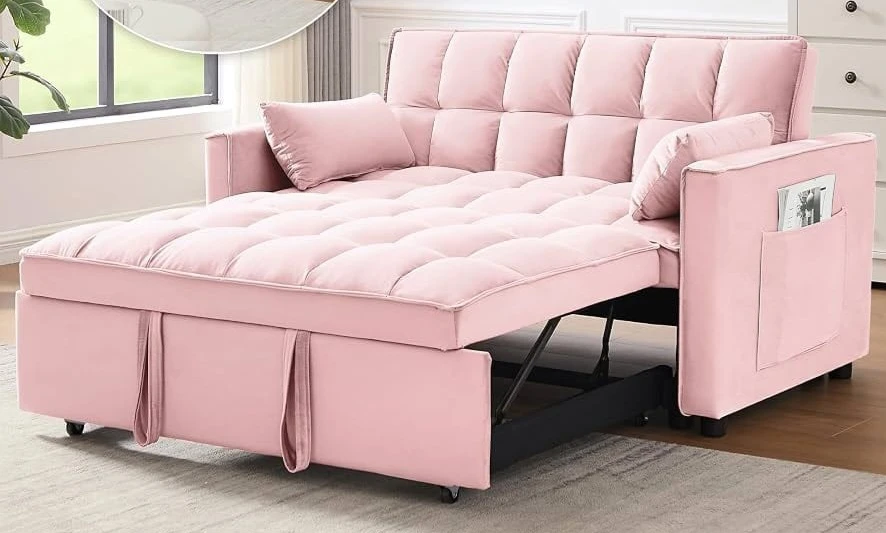 Convertible Sofa Bed Pink - photo 2