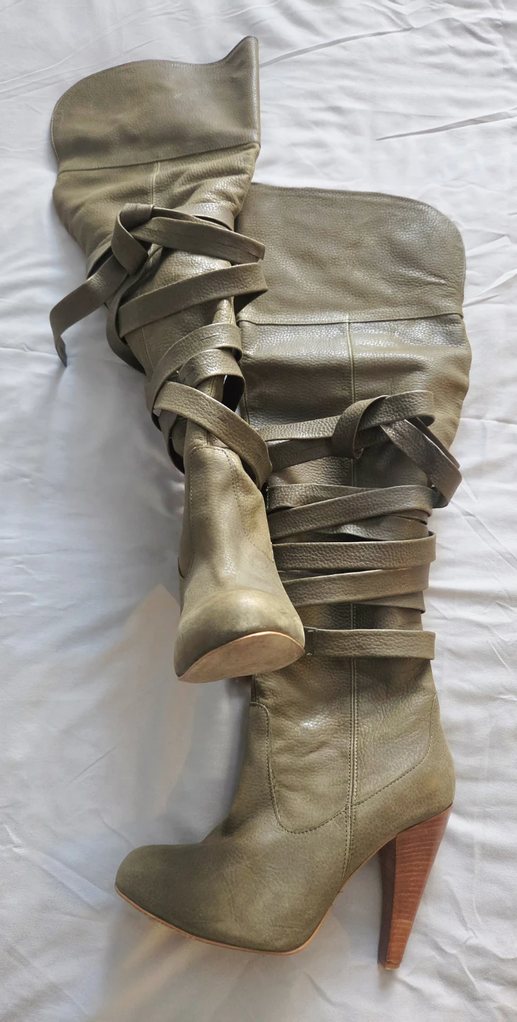 Plomo Olive Leather Knee-High Boots - photo 2