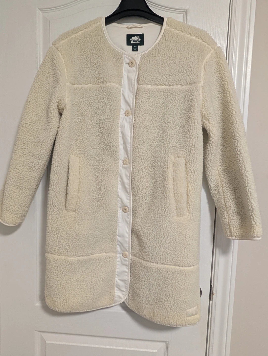 Roots Cream Sherpa Button-Down Jacket - Size S/P - photo 2