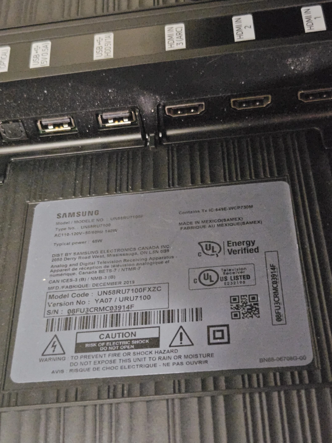 Samsung 58-inch 4K UHD Smart TV UN58RU7100
