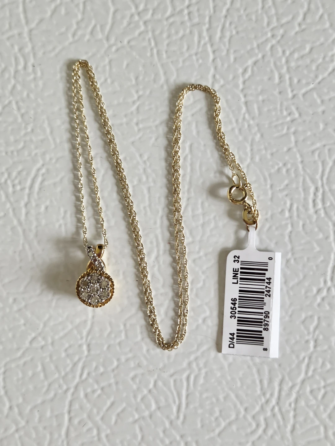 New 925 Sterling Silver Gold Plated Diamond Necklace - photo 5