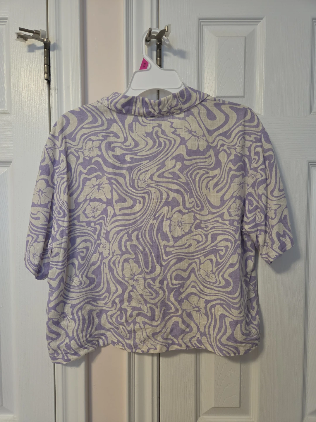 Purple Floral Swirl Button-Up Shirt - photo 4