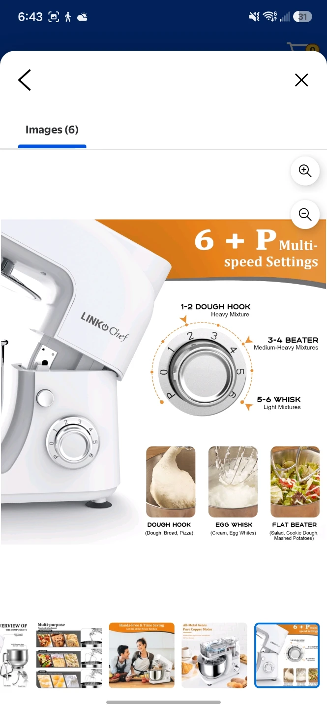 LinkChef 5.3QT Stand Mixer/ 2year walmart warranty - photo 3